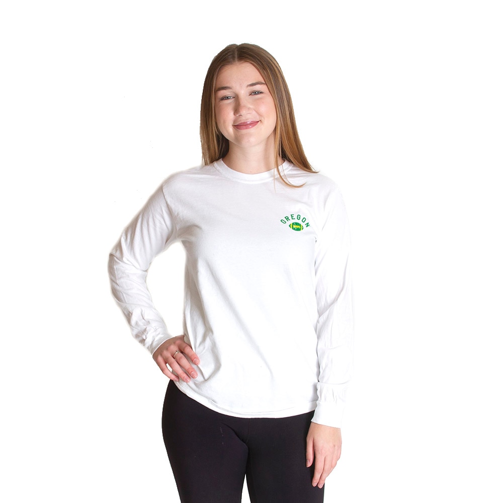Autzen Stadium, Summit, White, Long Sleeve, Cotton, Men, Unisex, Football, Comfort Color, Drawn design, T-Shirt, 514537